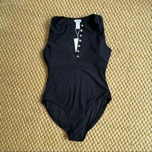 NWT Andie Malibu Ribbed One Piece Black Swimsuit - Large Long Torso